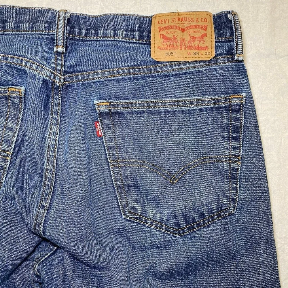 Levis 505 Jeans Mens 36x30 Blue Regular Straight Denim Classic